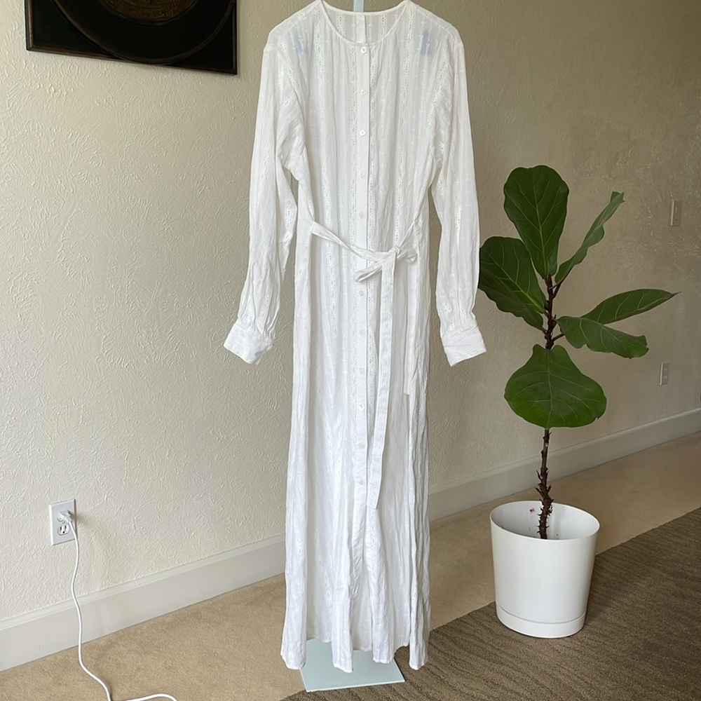 Merlette beautiful white cotton lace embroidered maxi dress